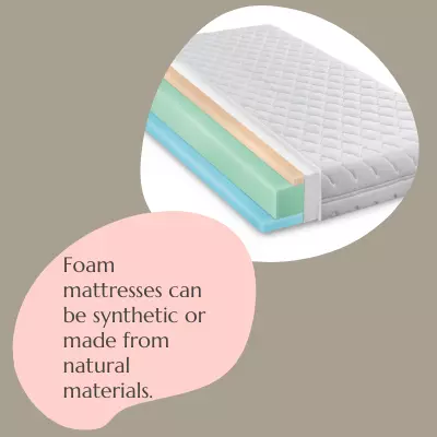 Foam mattresses can be synthetic or made from natural materials.